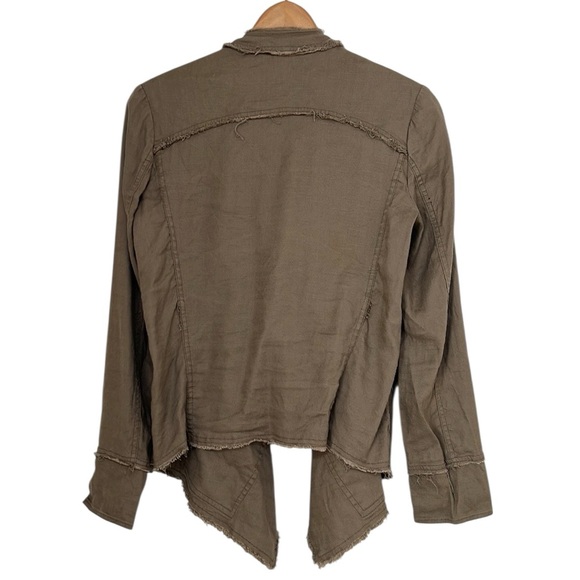Free People Linen Jacket Size XS Taupe Tan Raw Hem Pockets Lightweight Bohemian - Picture 7 of 11